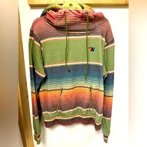 Aviator Nation Serape Stripe hoodie w zip front pocket unisex XL